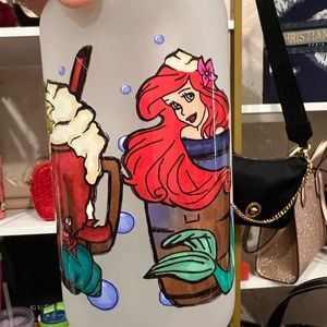 Little mermaid glass tumbler 16oz